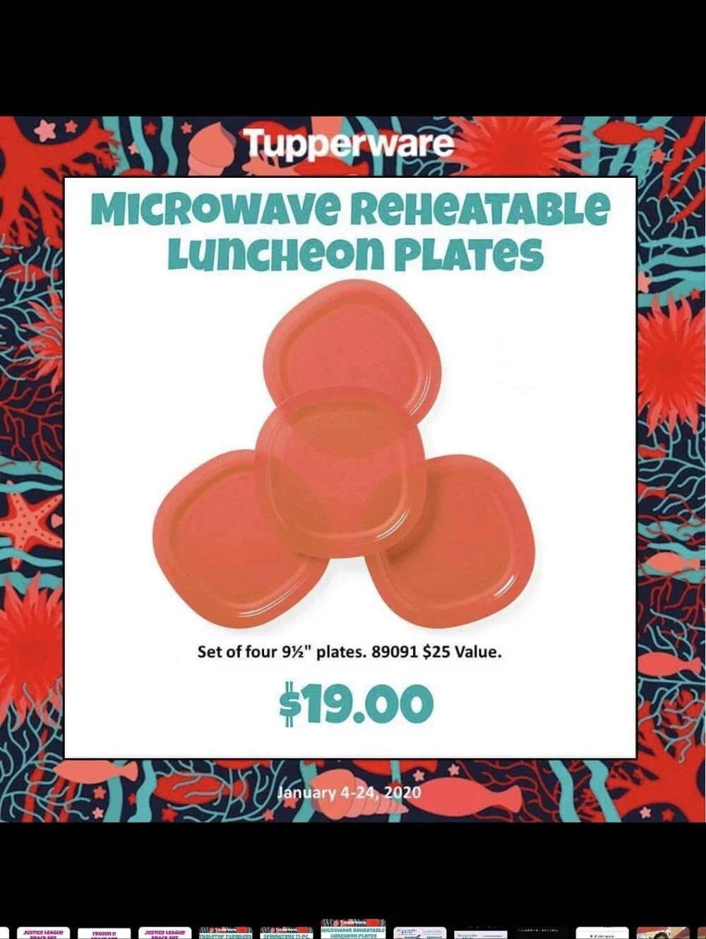 Tupperware Reheatable Luncheon Plates Set of 4 in Orange With 4 16onz Cups W Lid
